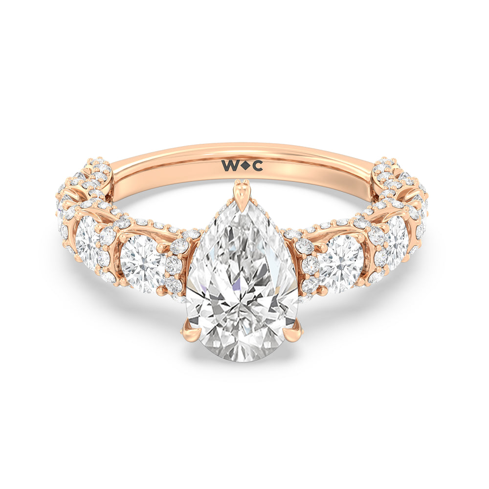 The Fulton Ring with Pear Cut Diamond in 14KT Rose Gold view 2
