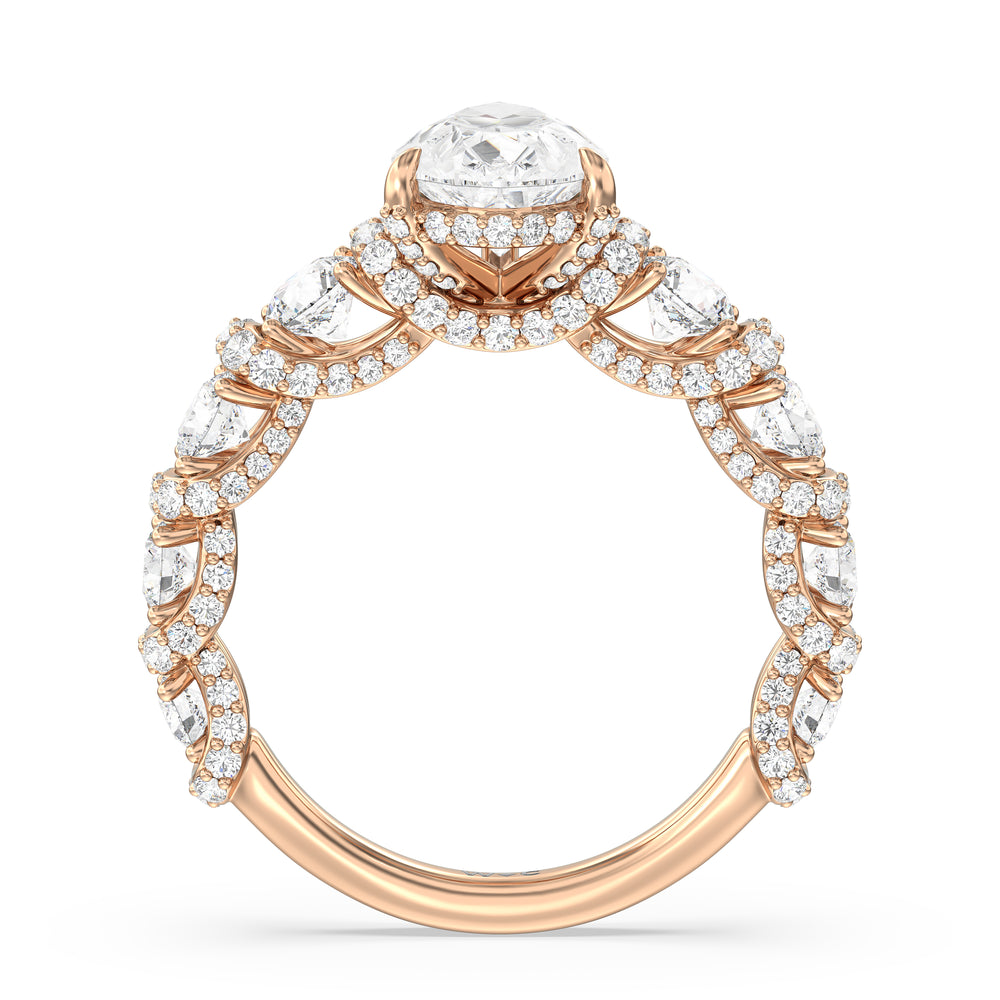 The Fulton Ring with Pear Cut Diamond in 14KT Rose Gold view 2
