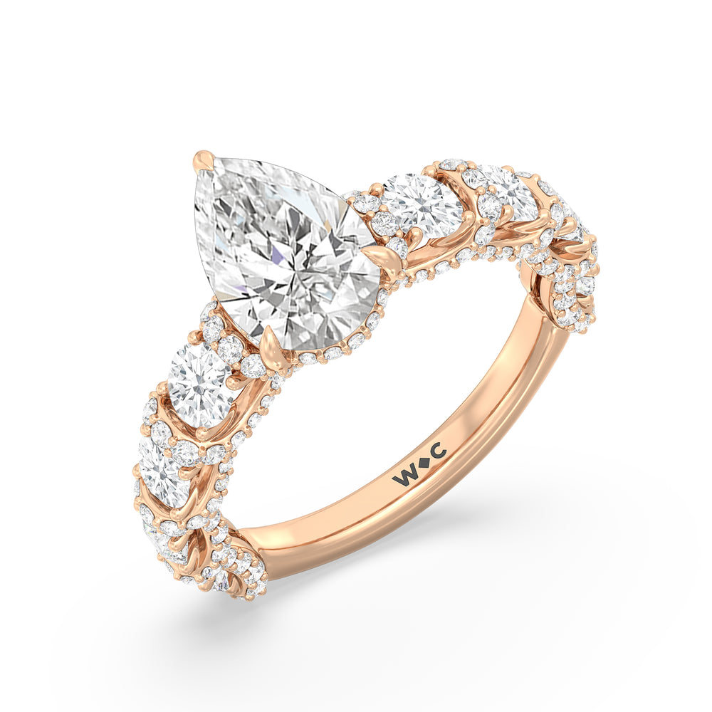 The Fulton Ring with Pear Cut Diamond in 14KT Rose Gold view 3
