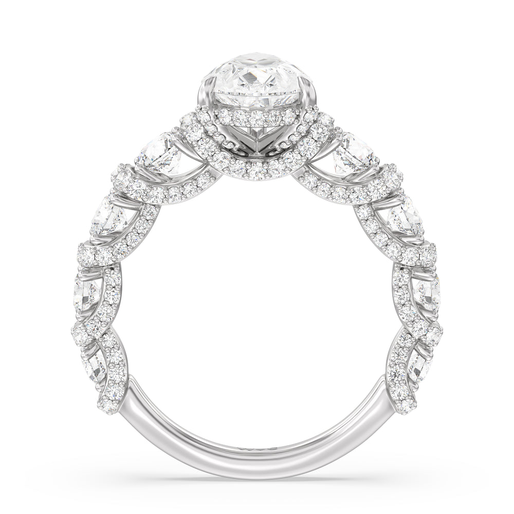 The Fulton Ring with Pear Cut Diamond in 14KT Platinum view 2
