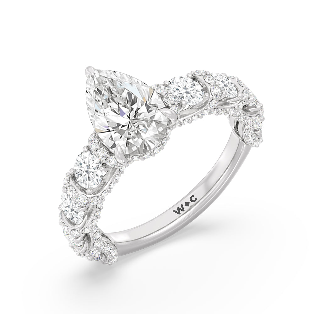 The Fulton Ring with Pear Cut Diamond in 14KT Platinum view 3
