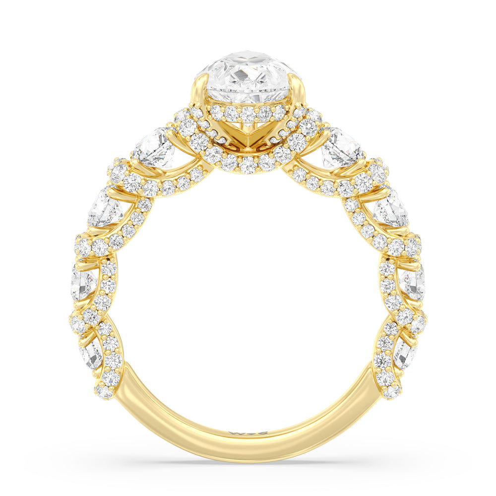 The Fulton Ring with Pear Cut Diamond in 14KT Yellow Gold view 2
