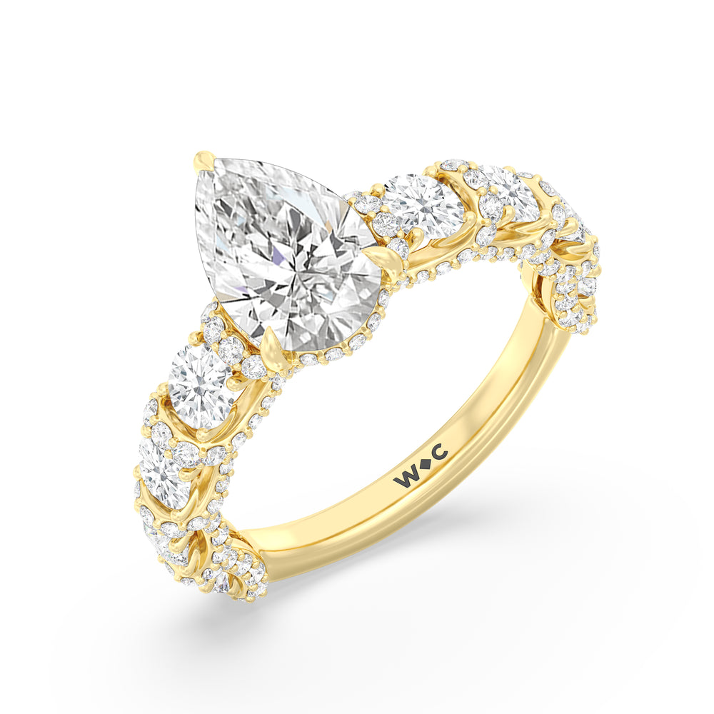 The Fulton Ring with Pear Cut Diamond in 14KT Yellow Gold view 3
