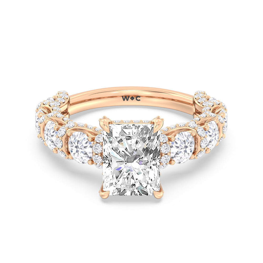 The Fulton Ring with Radiant Cut Diamond in 14KT Rose Gold view 2
