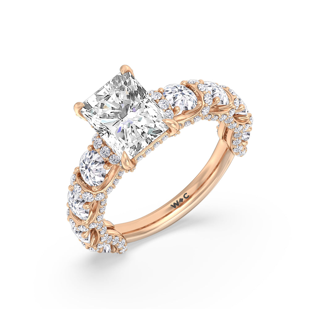 The Fulton Ring with Radiant Cut Diamond in 14KT Rose Gold view 4
