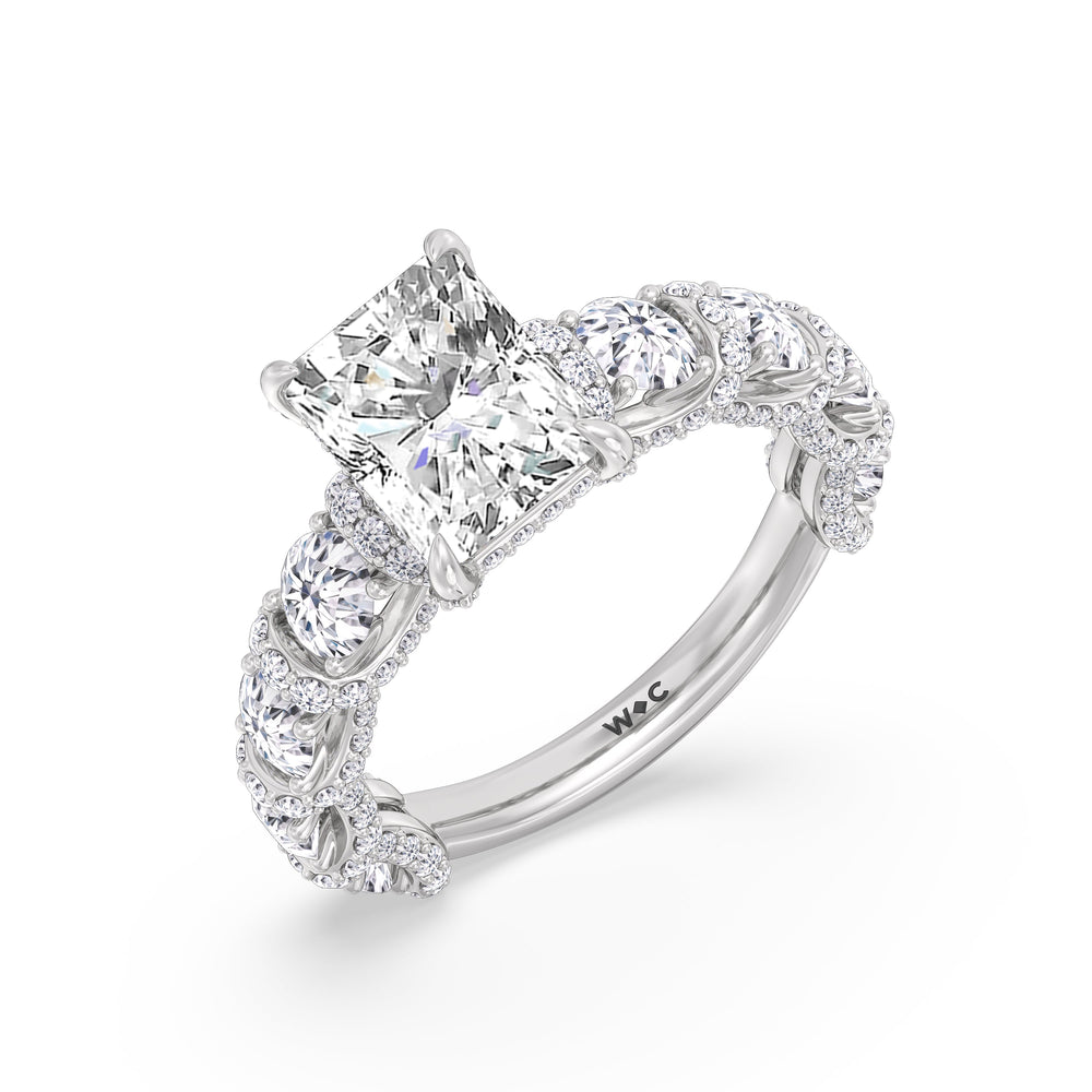The Fulton Ring with Radiant Cut Diamond in 14KT Platinum view 4
