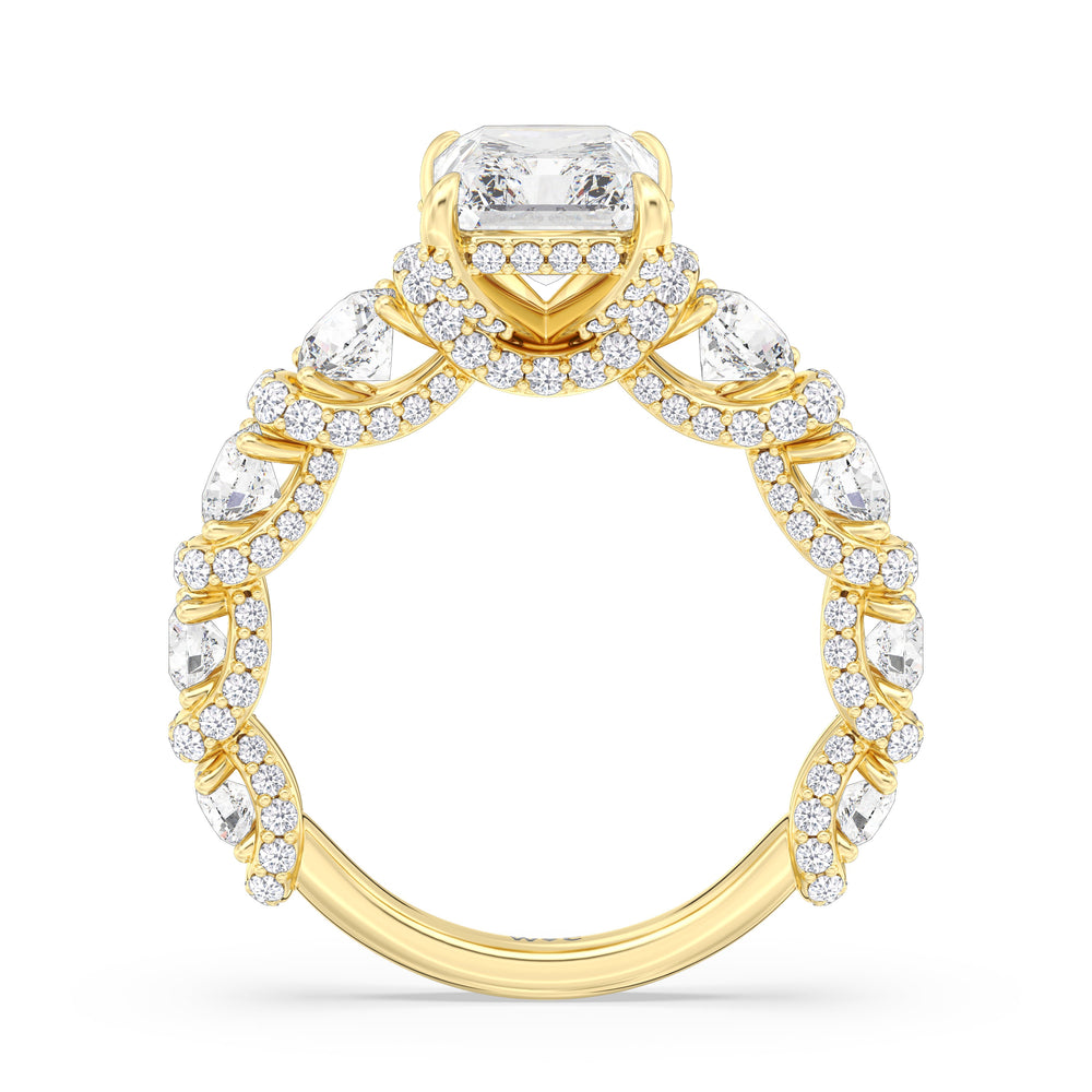 The Fulton Ring with Radiant Cut Diamond in 14KT Yellow Gold view 3
