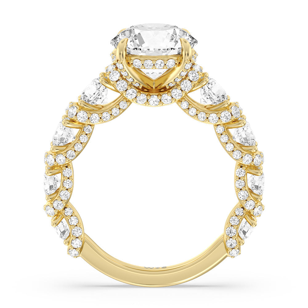 5.37ct Round Fulton Engagement Ring with 7 5/8 Cut Diamond in 14KT Round view 3
