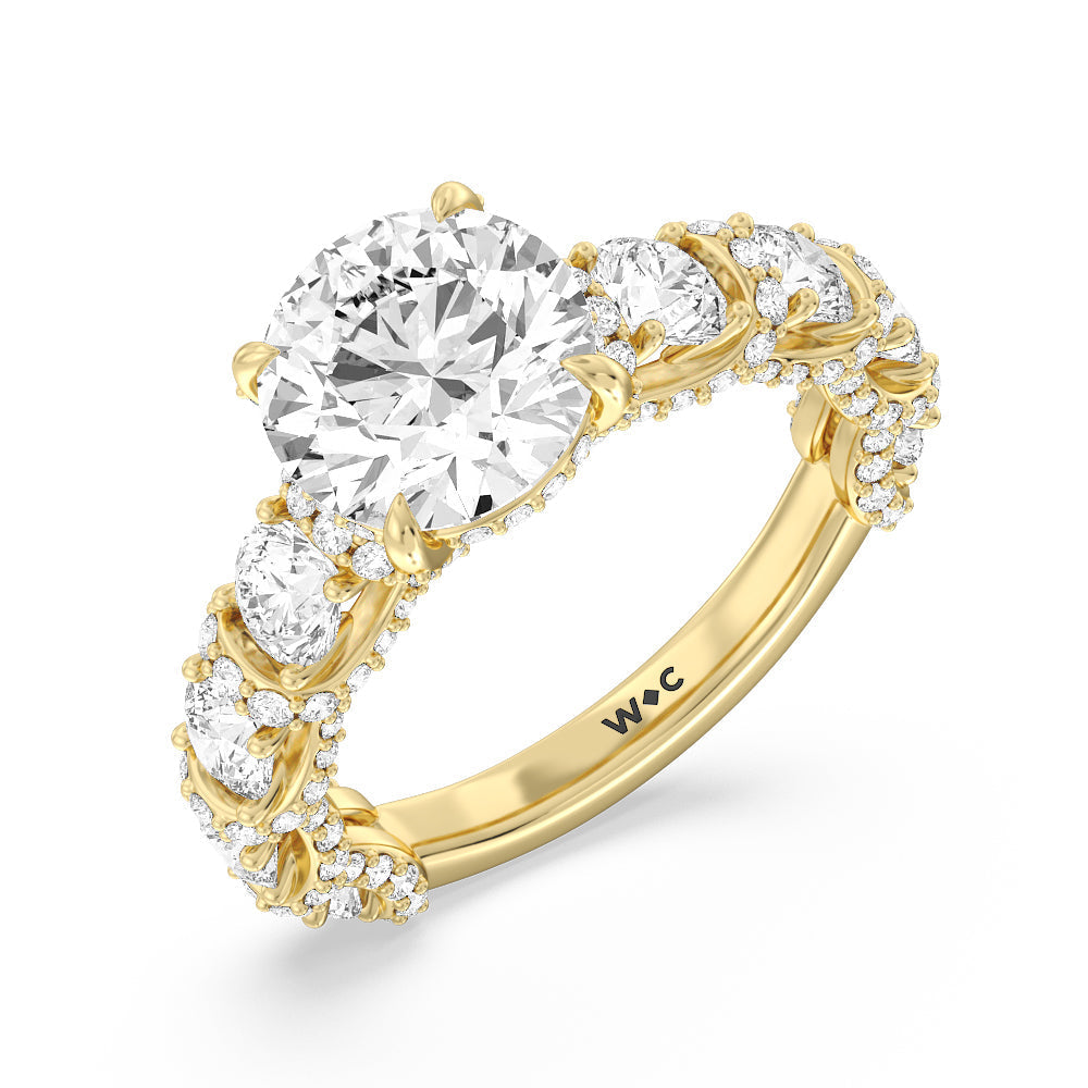 5.37ct Round Fulton Engagement Ring with 7 5/8 Cut Diamond in 14KT Round view 4
