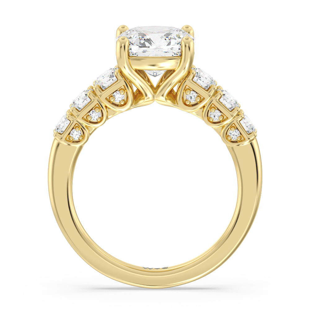 Cushion Cut The Broadway Ring with Lab Grown Diamond in 14KT Yellow Gold view 2
