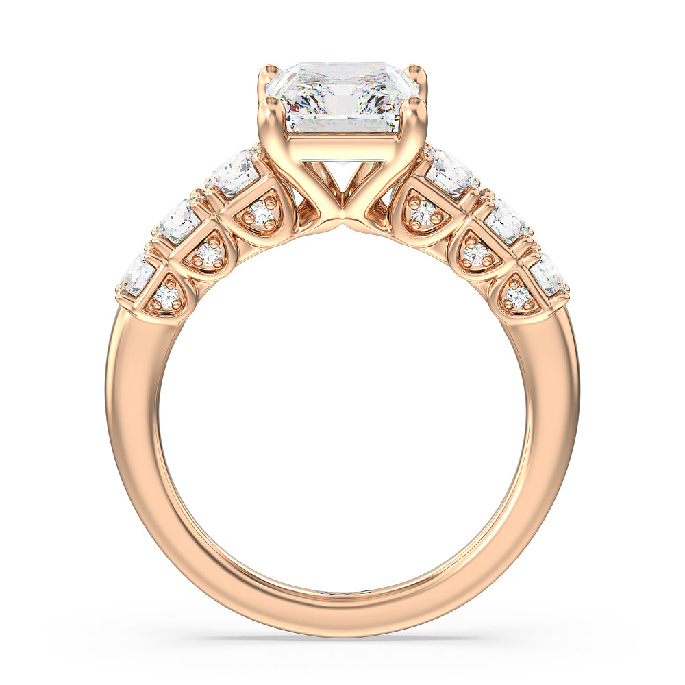 Radiant Cut The Broadway Ring with Lab Grown Diamond in 14KT Rose Gold view 2
