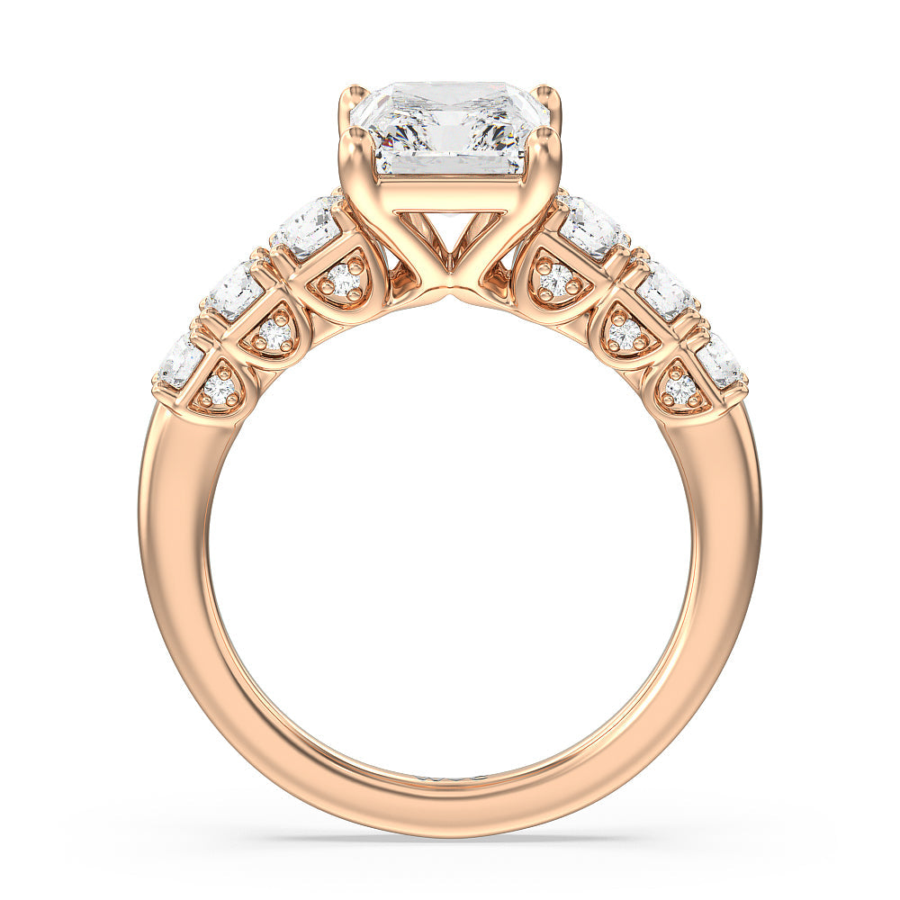 Radiant Cut The Broadway Ring (E+ VVS+) with Lab Grown Diamond in 14KT Rose Gold view 2
