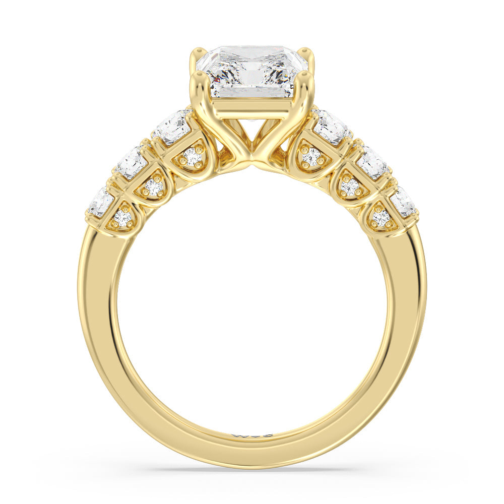 Radiant Cut The Broadway Ring (E+ VVS+) with Lab Grown Diamond in 14KT Yellow Gold view 2
