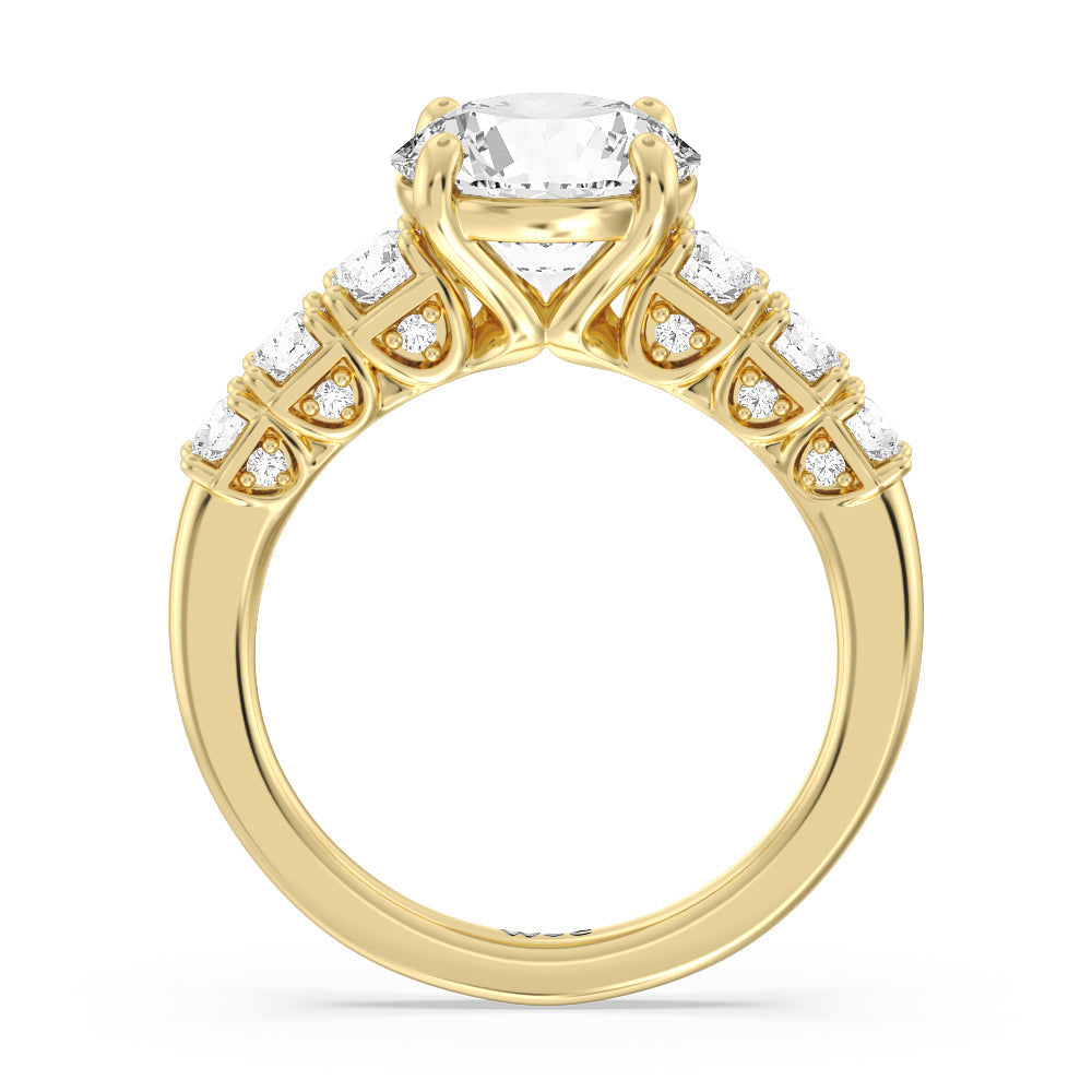 Round Cut The Broadway Ring (E+ VVS+) with Lab Grown Diamond in 14KT Yellow Gold view 2
