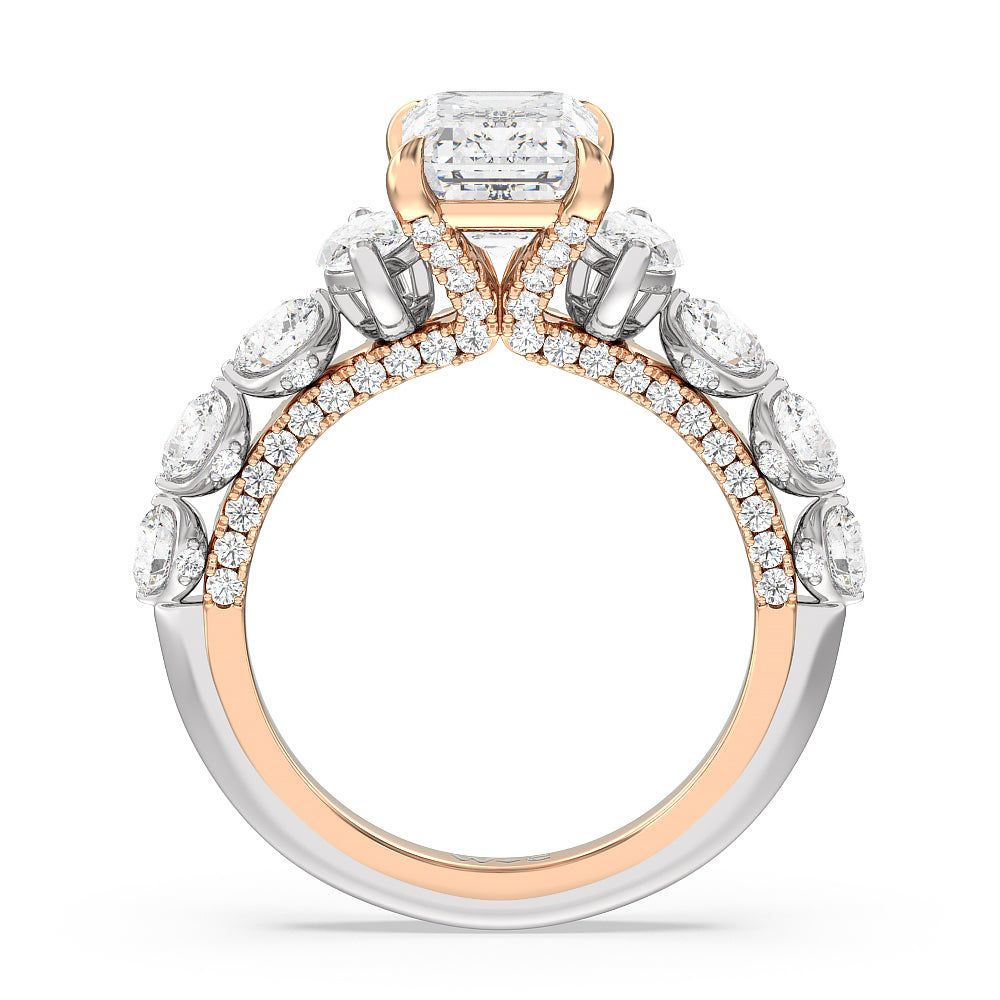 The St. Regis Ring with Emerald Cut Diamond in 14KT White & Rose Gold view 2
