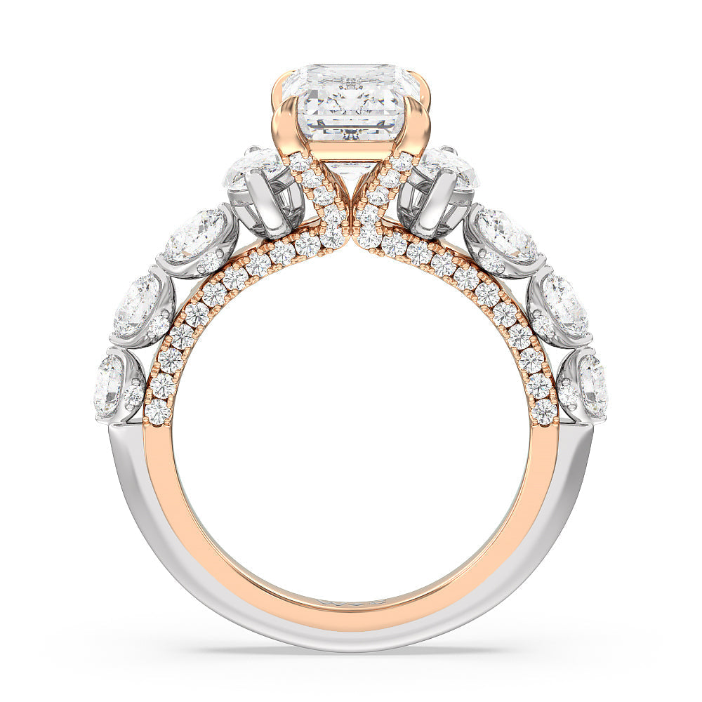 Emerald Cut The St. Regis Ring (E+ VVS+) with Lab Grown Diamond in 14KT White & Rose Gold view 2
