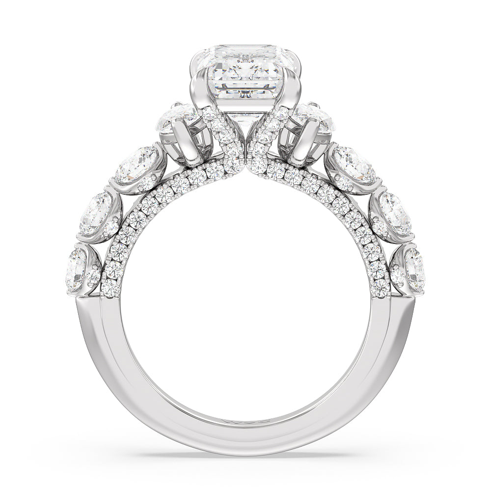 The St. Regis Ring with Emerald Cut Diamond in 14KT Platinum view 2
