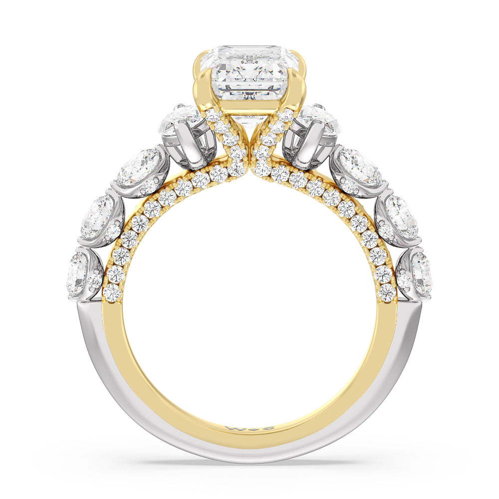 The St. Regis Ring with Emerald Cut Diamond in 14KT White & Yellow Gold view 2
