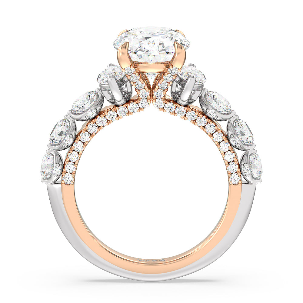 The St. Regis Ring with Oval Cut Diamond in 14KT White & Rose Gold view 2
