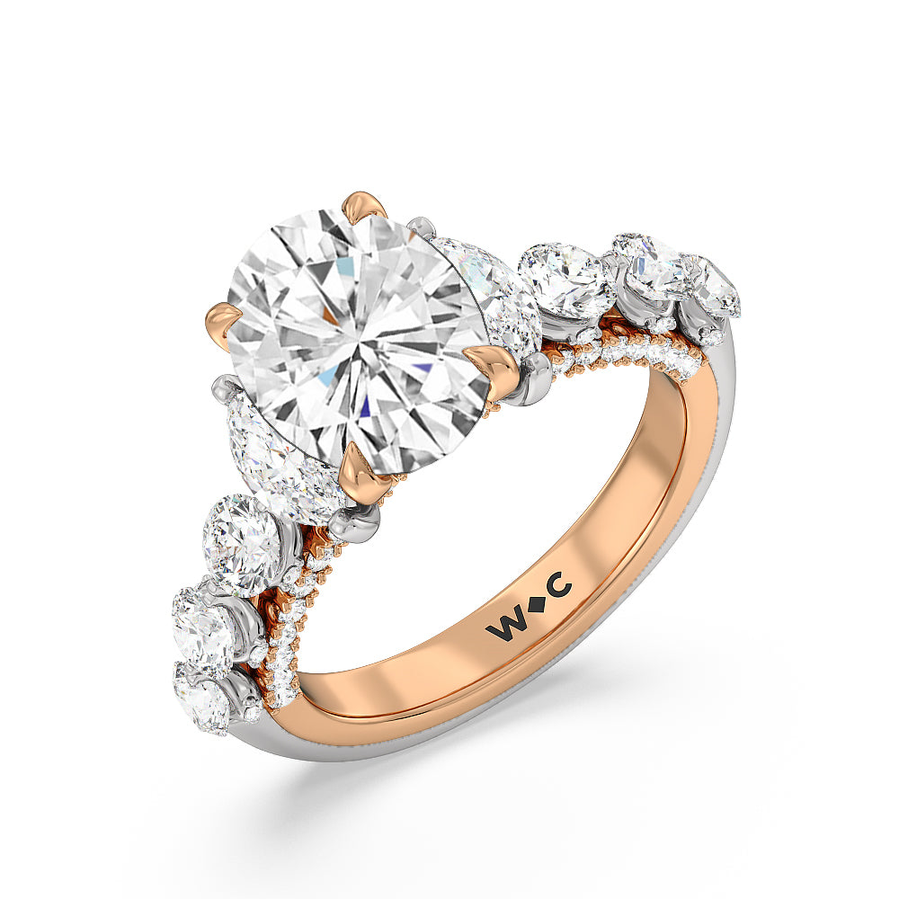 The St. Regis Ring with Oval Cut Diamond in 14KT White & Rose Gold view 3
