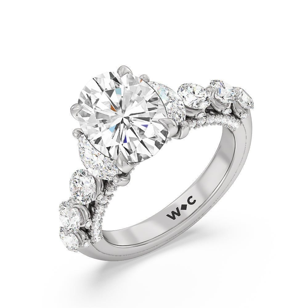 The St. Regis Ring with Oval Cut Diamond in 14KT Platinum view 3
