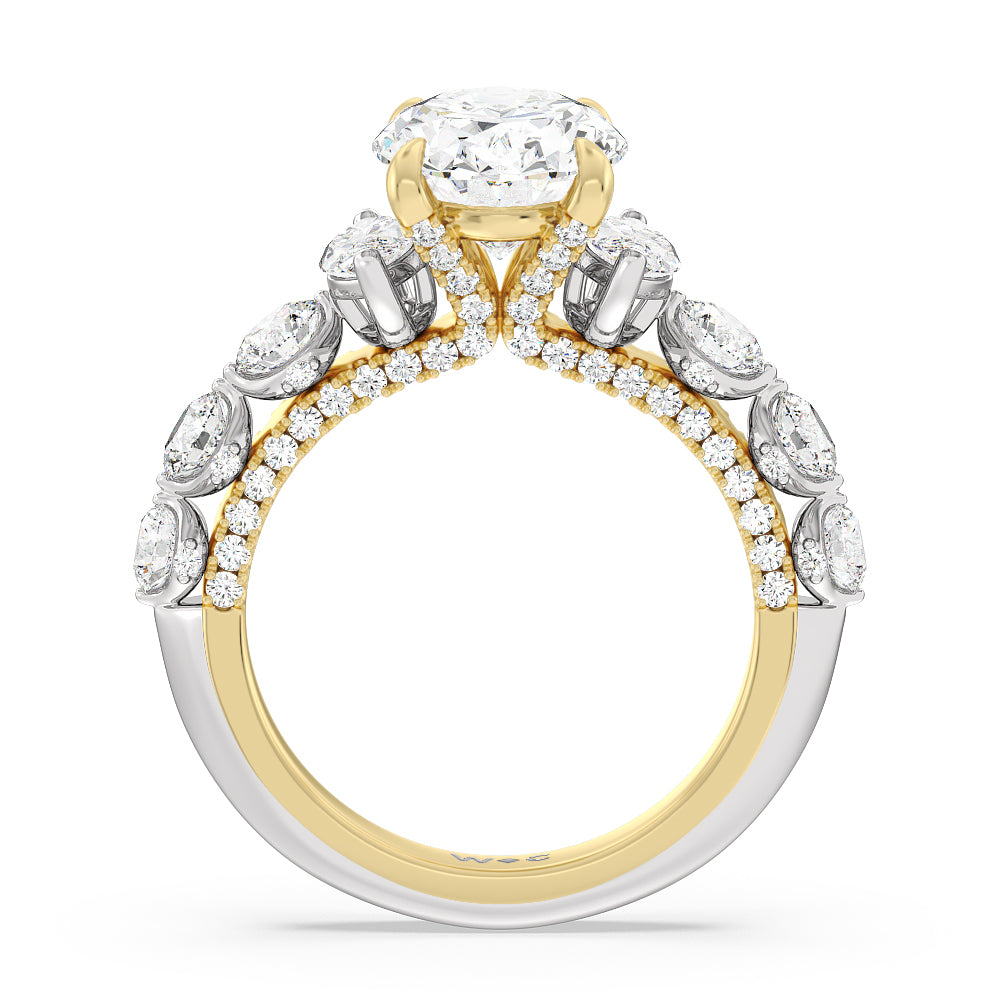 The St. Regis Ring with Oval Cut Diamond in 14KT White & Yellow Gold view 2
