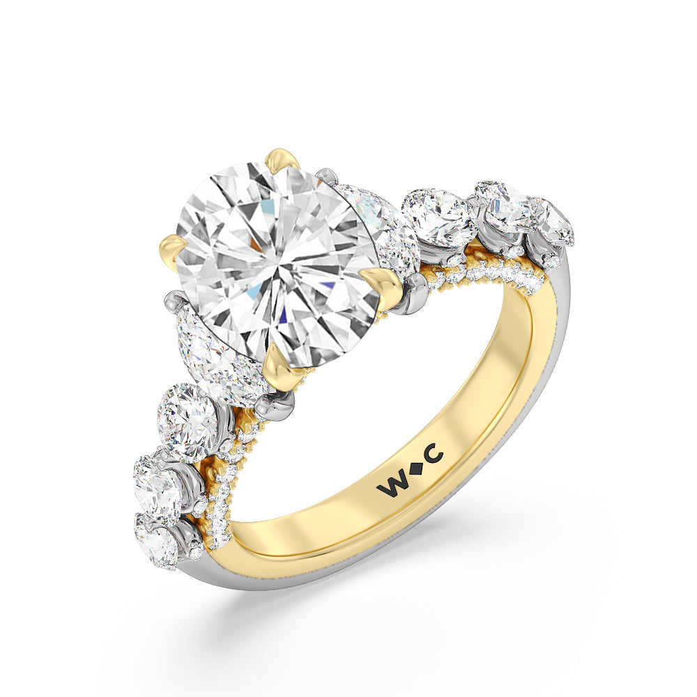 The St. Regis Ring with Oval Cut Diamond in 14KT White & Yellow Gold view 3

