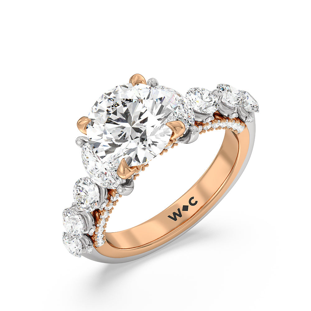 The St. Regis Ring with Round Cut Diamond in 14KT White & Rose Gold view 3
