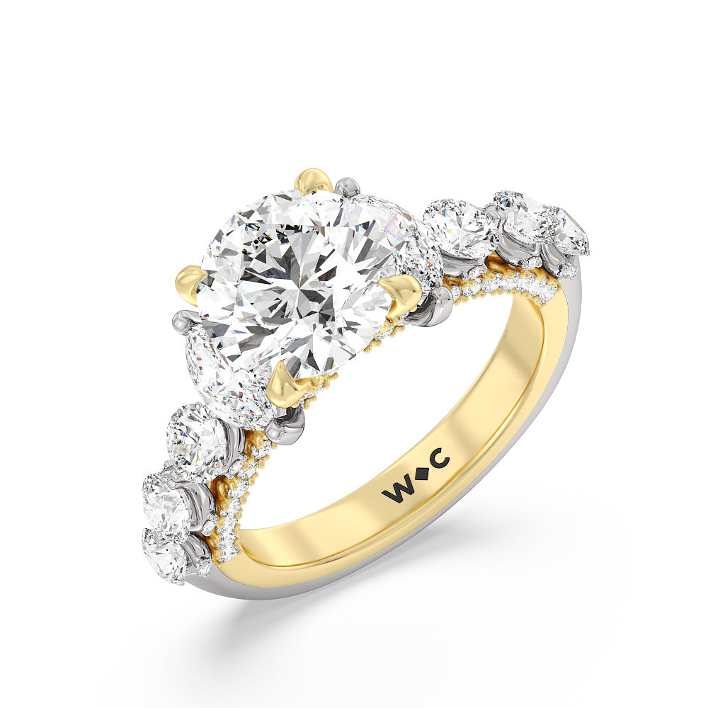 The St. Regis Ring with Round Cut Diamond in 14KT White & Yellow Gold view 3
