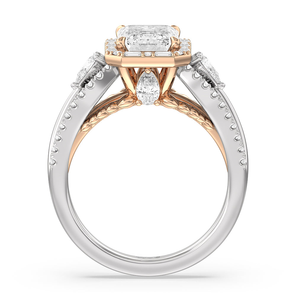 Emerald Cut The Whitney Ring (E+ VVS+) with Lab Grown Diamond in 14KT White & Rose Gold view 2
