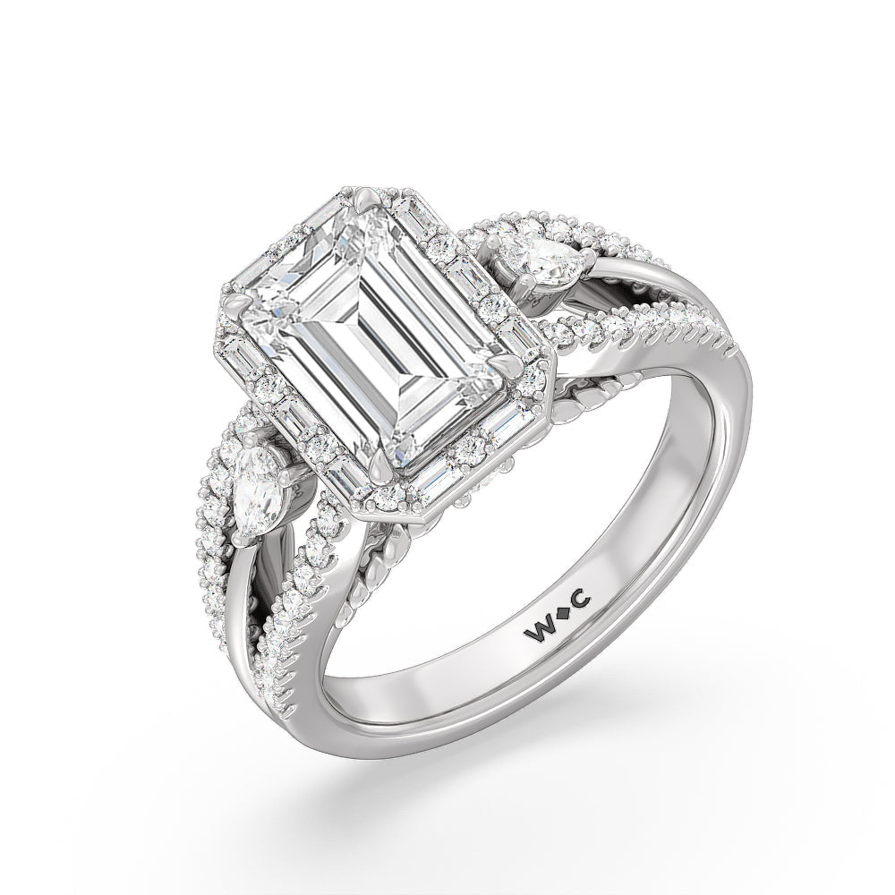 Emerald Cut The Whitney Ring (E+ VVS+) with Lab Grown Diamond in 14KT Platinum view 3

