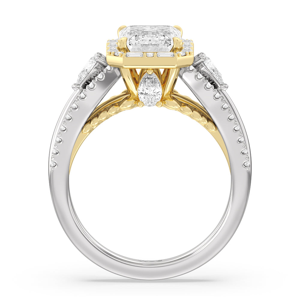 Emerald Cut The Whitney Ring (E+ VVS+) with Lab Grown Diamond in 14KT White & Yellow Gold view 2

