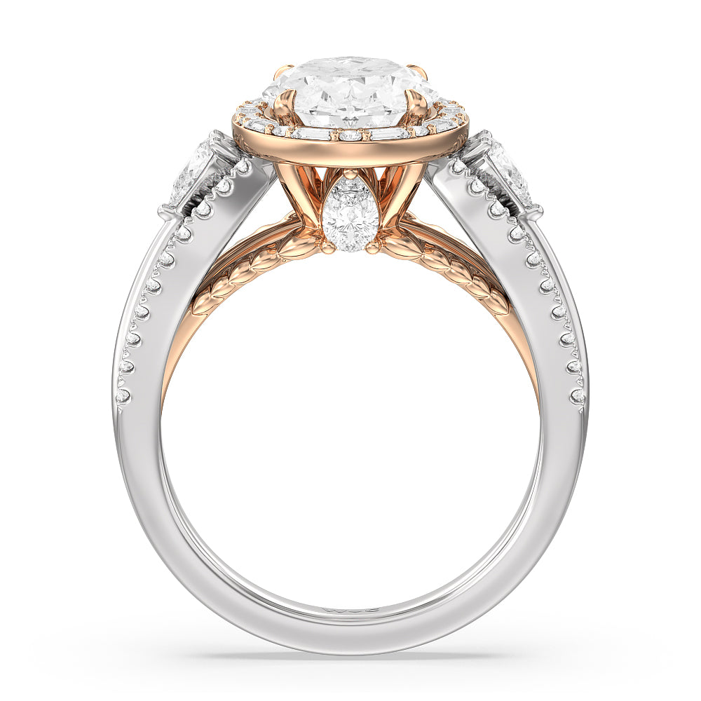 Oval Cut The Whitney Ring (E+ VVS+) with Lab Grown Diamond in 14KT White & Rose Gold view 2
