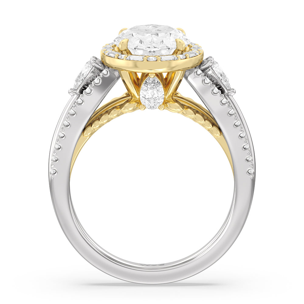 Oval Cut The Whitney Ring (E+ VVS+) with Lab Grown Diamond in 14KT White & Yellow Gold view 2
