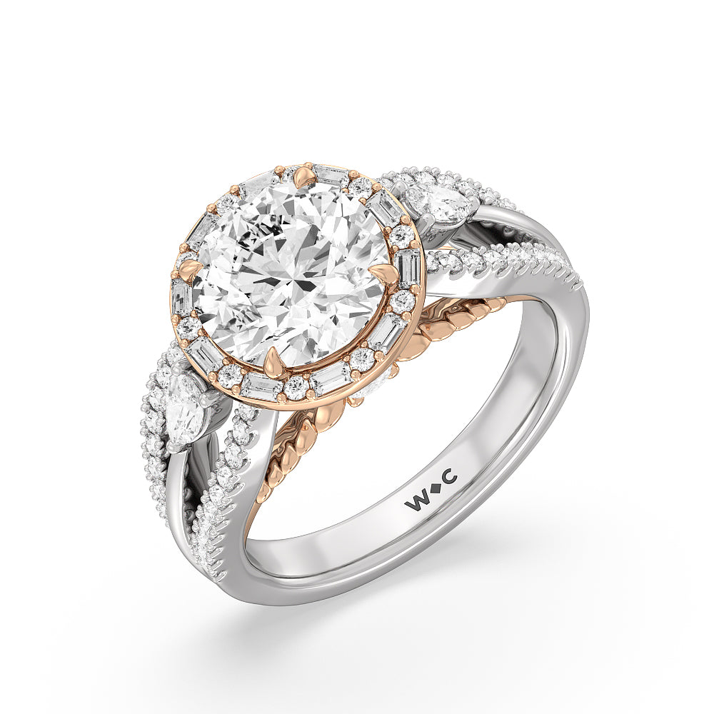 Round Cut The Whitney Ring (E+ VVS+) with Lab Grown Diamond in 14KT White & Rose Gold view 3
