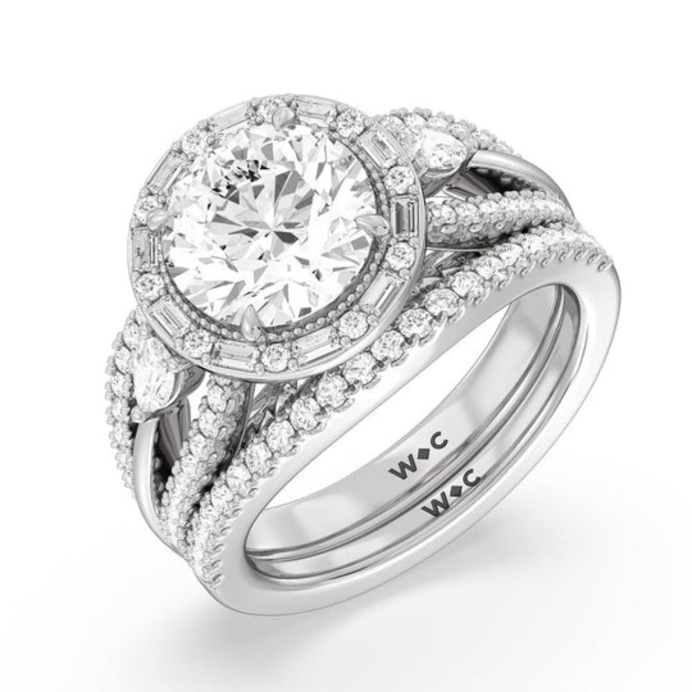 The Whitney Ring with Oval Cut Diamond in 14KT White & Rose Gold view 4

