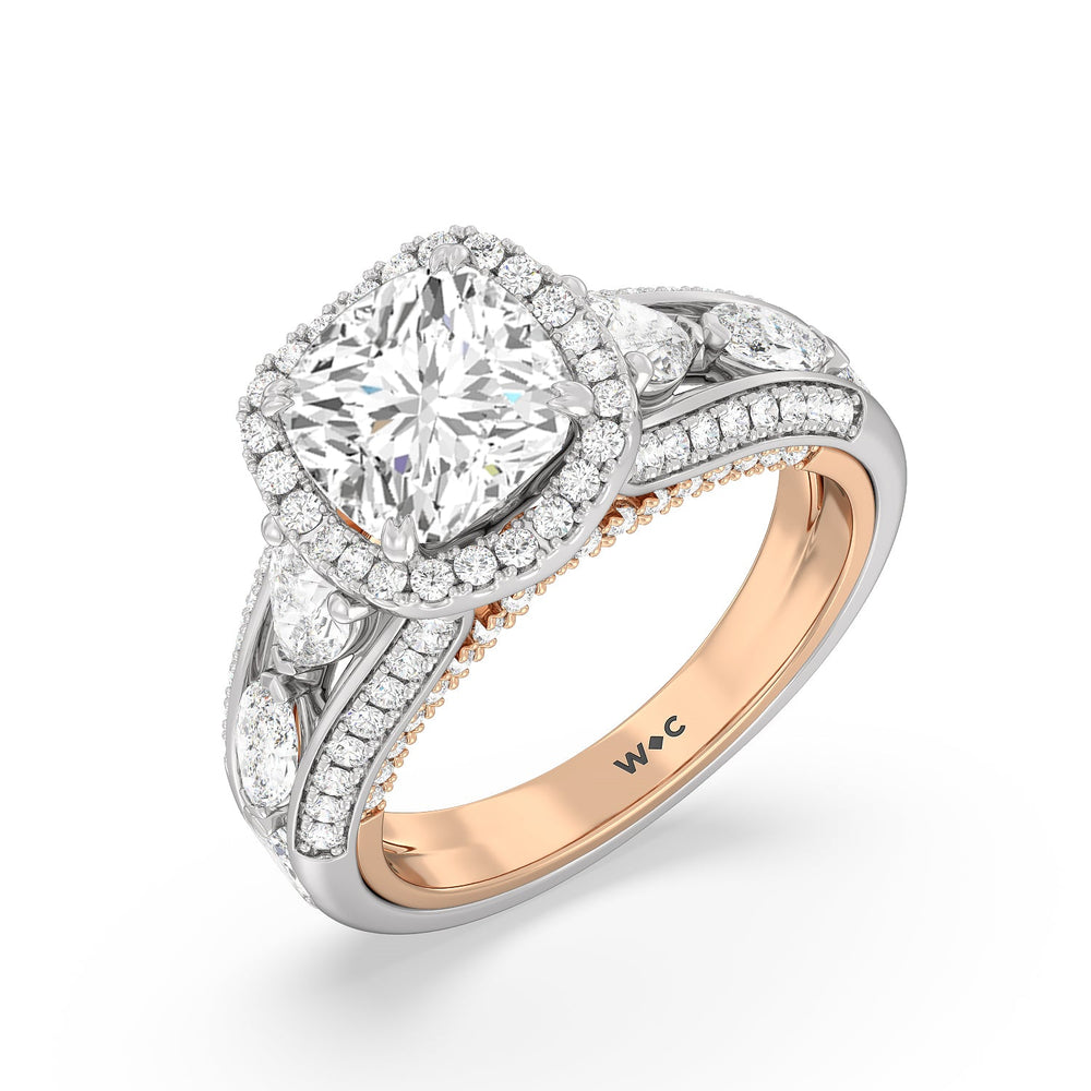 Cushion Cut The Apollo Ring (E+ VVS+) with Lab Grown Diamond in 14KT White & Rose Gold view 3
