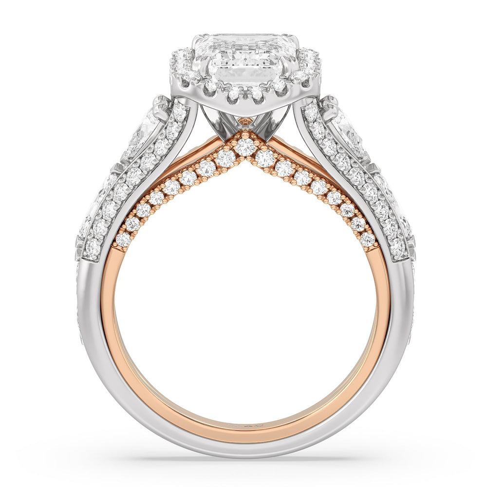 Emerald Cut The Apollo Ring (E+ VVS+) with Lab Grown Diamond in 14KT White & Rose Gold view 2
