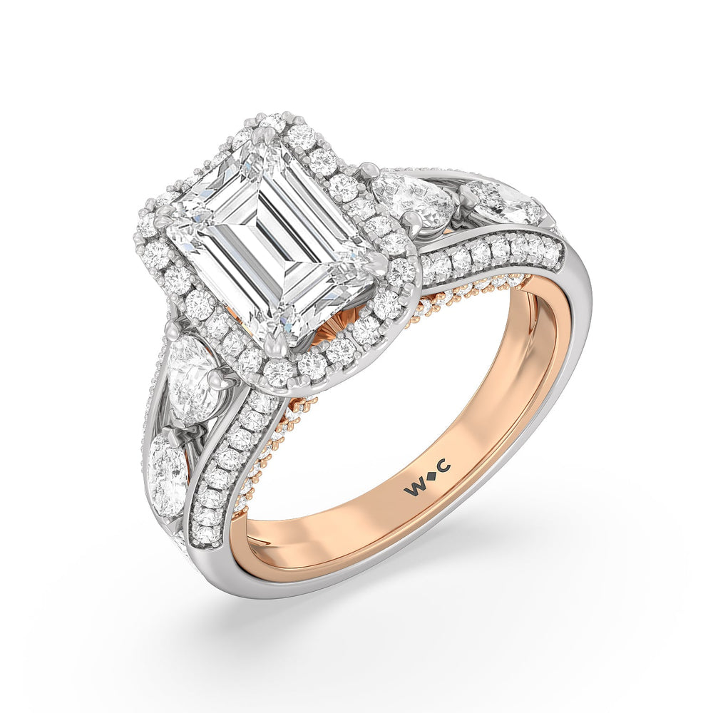 Emerald Cut The Apollo Ring (E+ VVS+) with Lab Grown Diamond in 14KT White & Rose Gold view 3
