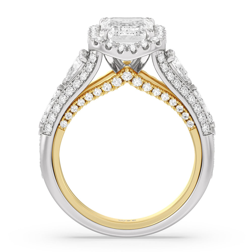 Emerald Cut The Apollo Ring (E+ VVS+) with Lab Grown Diamond in 14KT White & Yellow Gold view 2
