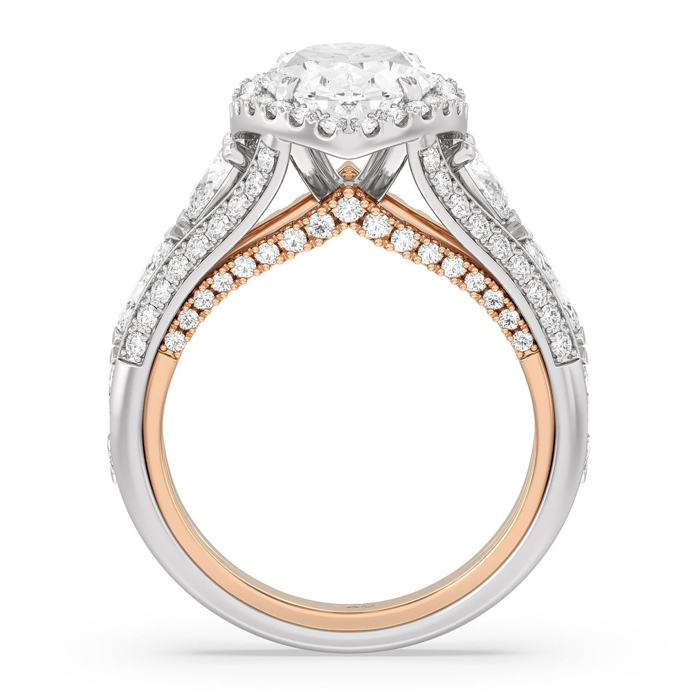 Oval Cut The Apollo Ring (E+ VVS+) with Lab Grown Diamond in 14KT White & Rose Gold view 3

