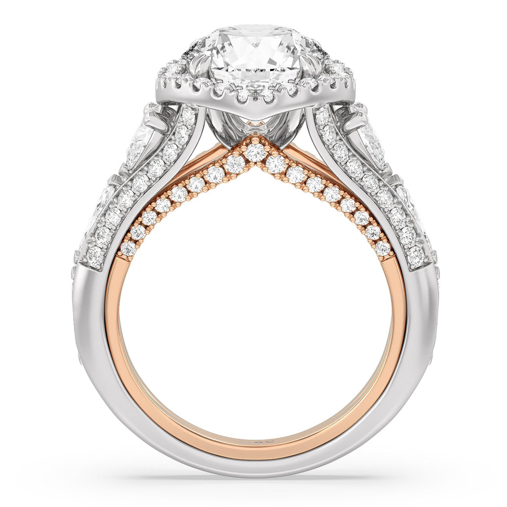 Round Cut The Apollo Ring (E+ VVS+) with Lab Grown Diamond in 14KT White & Rose Gold view 3
