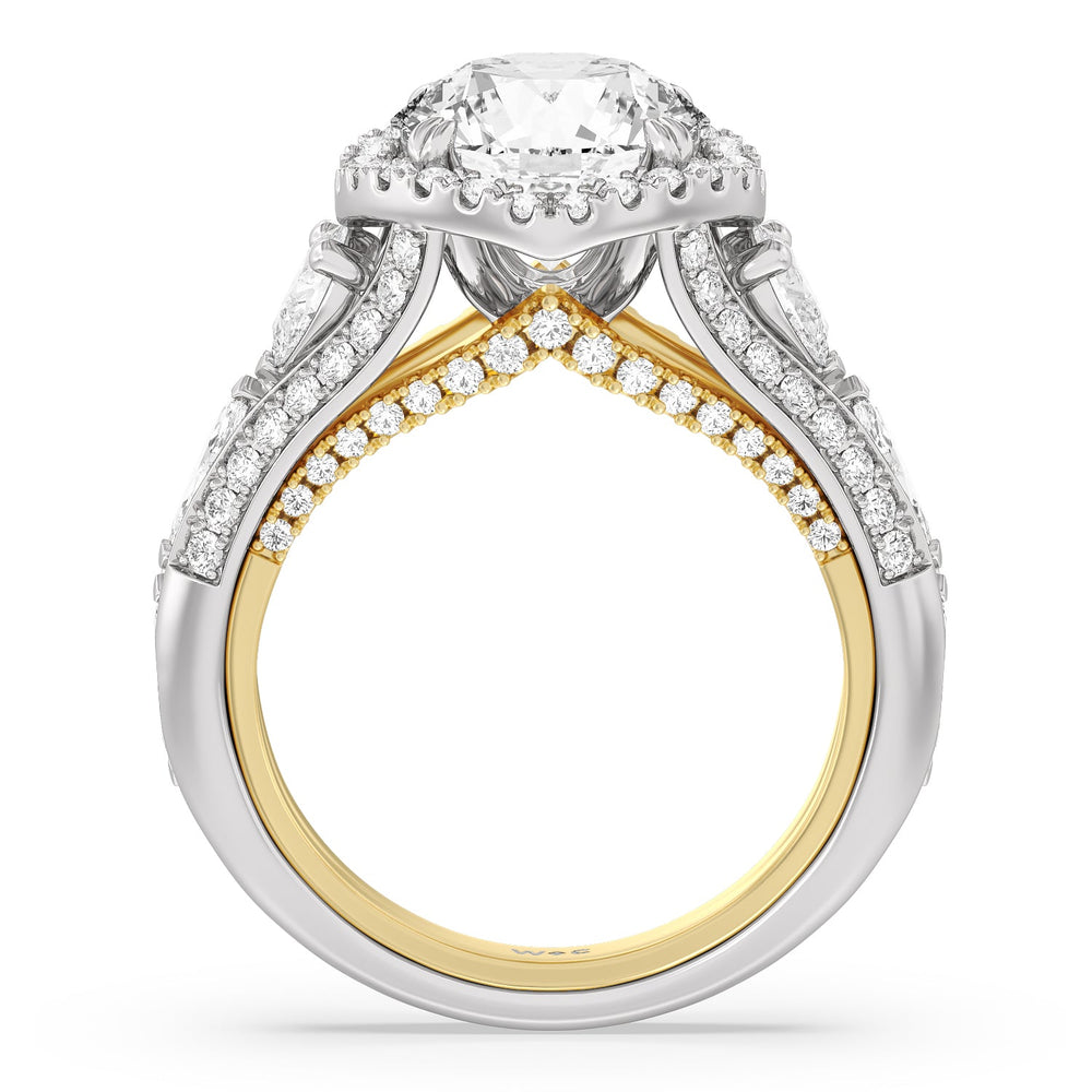 Round Cut The Apollo Ring (E+ VVS+) with Lab Grown Diamond in 14KT White & Yellow Gold view 3
