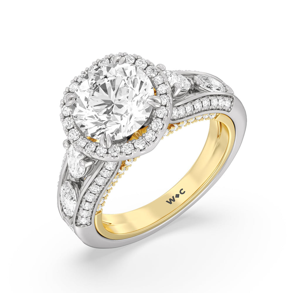 Round Cut The Apollo Ring (E+ VVS+) with Lab Grown Diamond in 14KT White & Yellow Gold view 4
