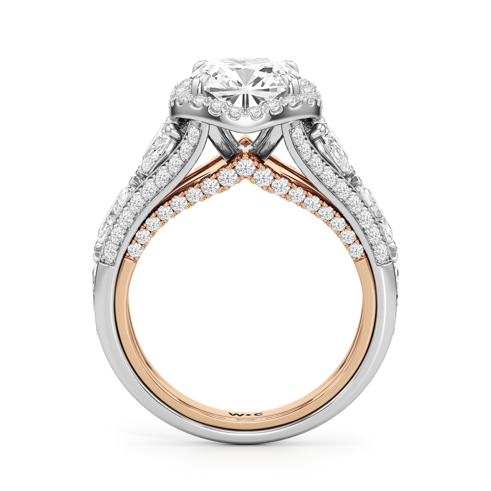 The Apollo Ring with Cushion Cut Diamond in 14KT White & Rose Gold view 3
