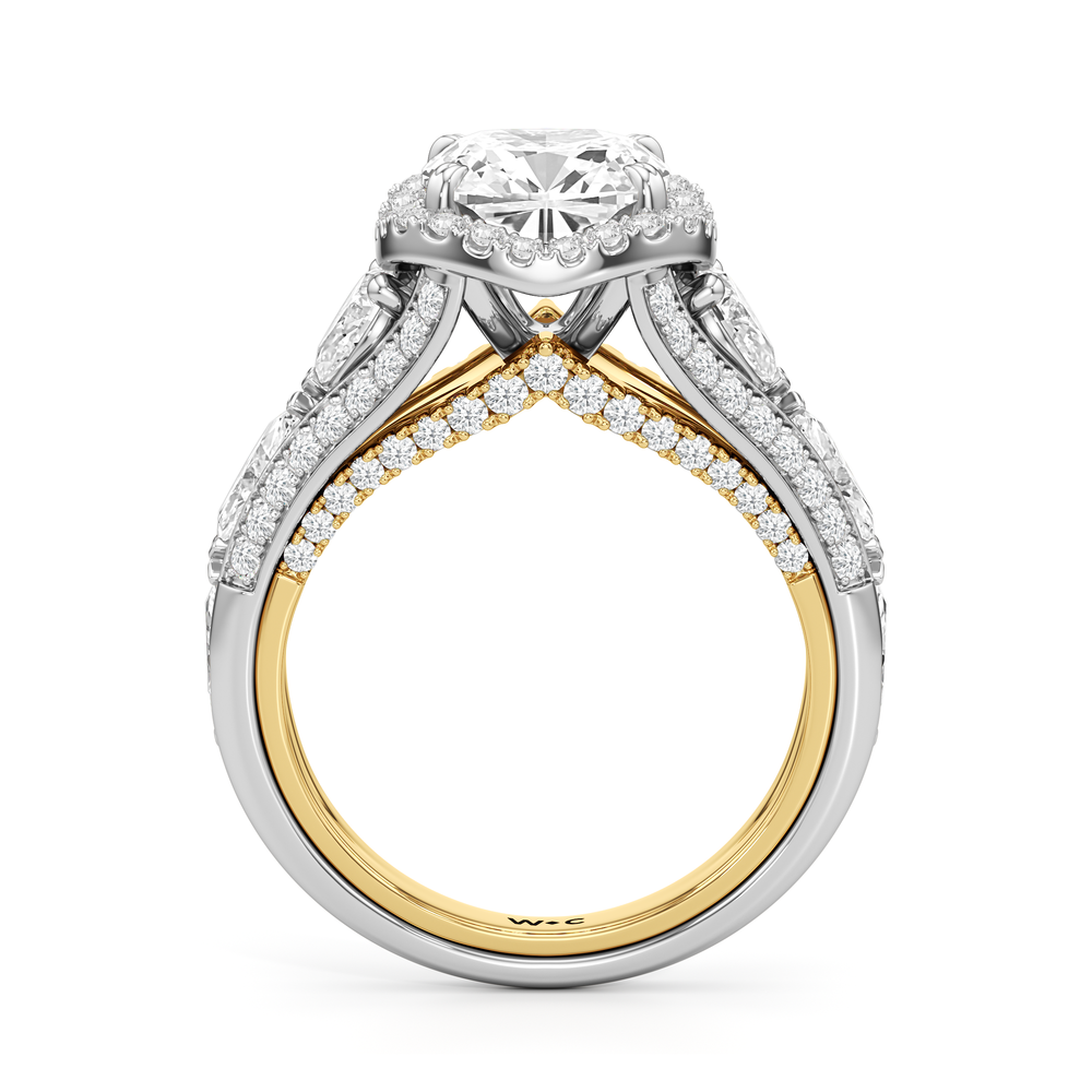 The Apollo Ring with Cushion Cut Diamond in 14KT White & Yellow Gold view 3
