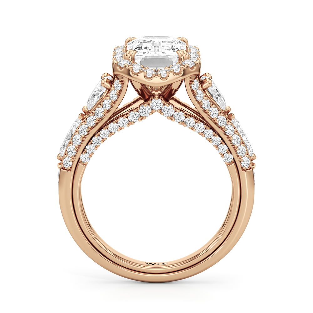 The Apollo Ring with Emerald Cut Diamond in 14KT Rose Gold view 3
