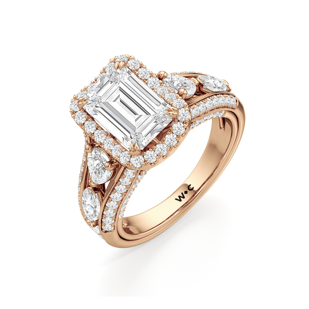 The Apollo Ring with Emerald Cut Diamond in 14KT Rose Gold view 4

