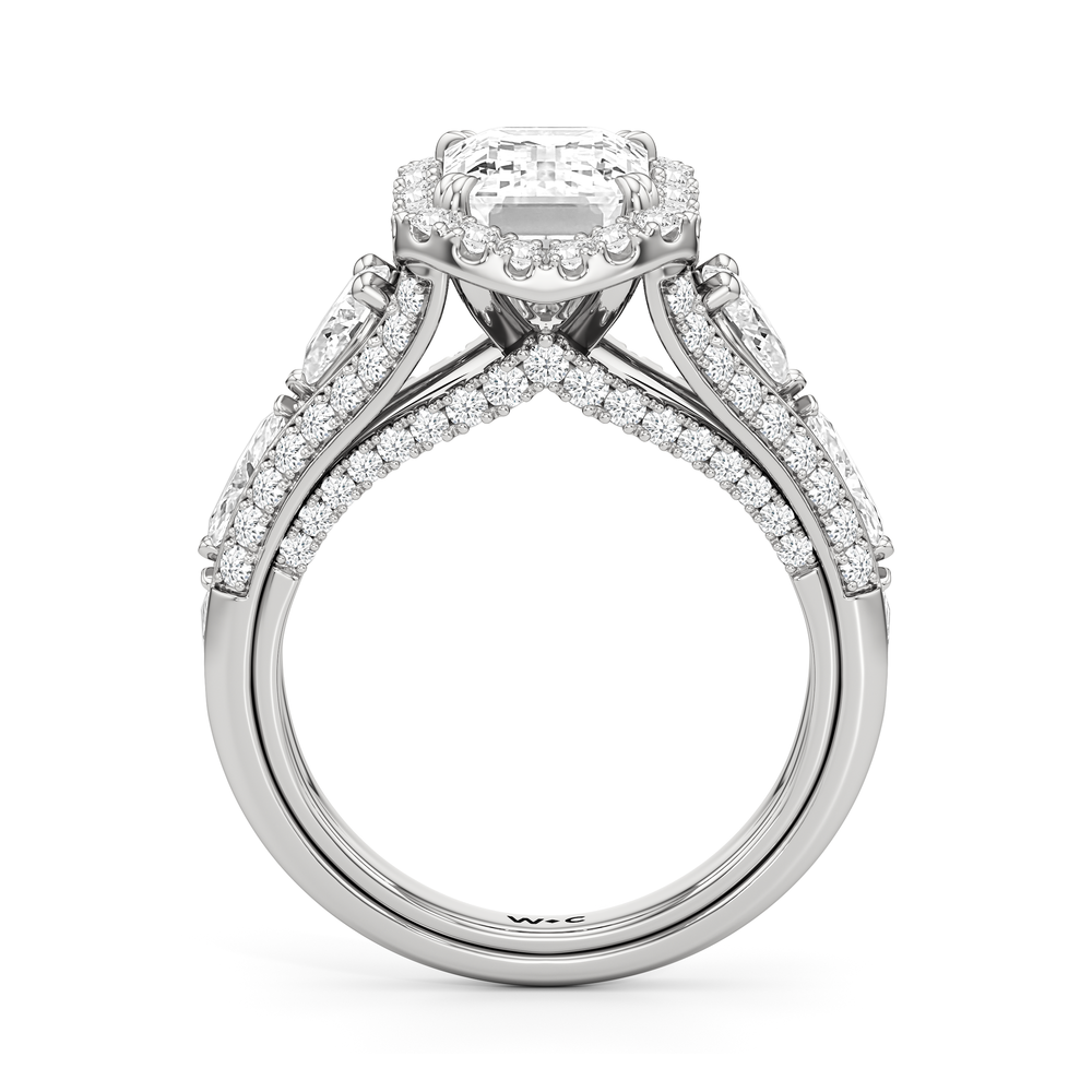 The Apollo Ring with Emerald Cut Diamond in 14KT Platinum view 3

