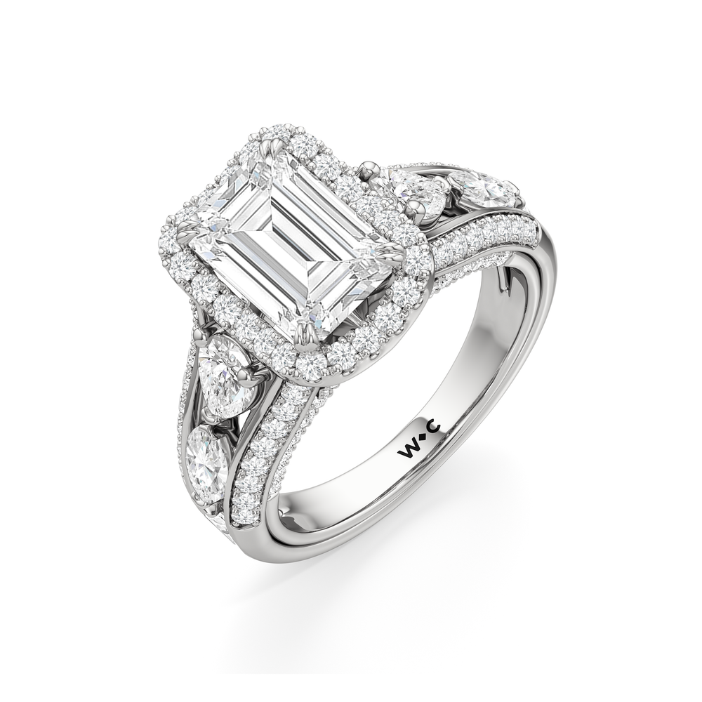 The Apollo Ring with Emerald Cut Diamond in 14KT Platinum view 4

